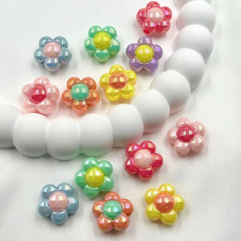 カラフルな2色/色メッキの小さな花の穴のビーズDIYブレスレットの携帯電話のチェーンのネックレスのビーズの材料の部品|undefined