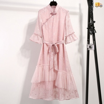 2022秋季新款200斤胖妹妹大码女装汉服潮改良古装女唐装连衣裙女