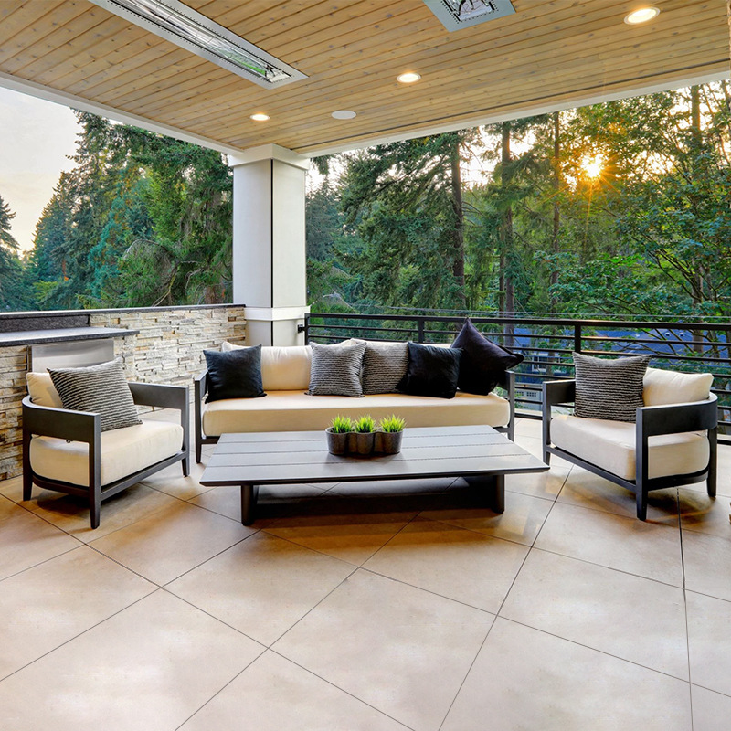 Conjunto de sofás de teca para exteriores, para patio, jardín, balcón, muebles impermeables y resistentes al sol, para hotel, villa, terraza, mesa de centro de madera maciza