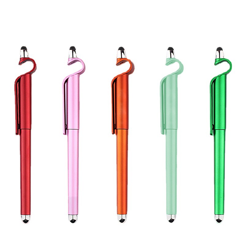厂家制做中性笔logo签字笔水笔触屏多功能笔二维码手机支架广告笔