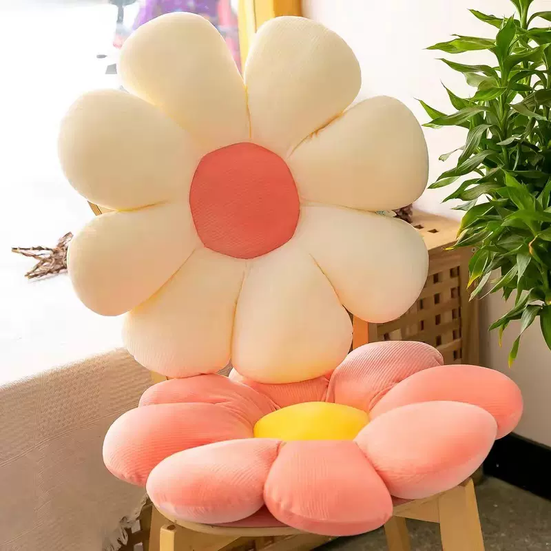 现代简约ins风太阳花可爱花瓣毛绒抱枕靠垫沙发花朵客厅飘窗网红