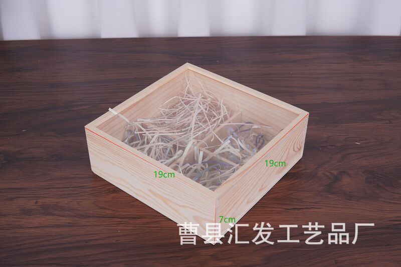 木箱卸売 ガラス蓋付き木箱 お土産木箱 月餅箱 4仕切りアクリル透明木箱|undefined