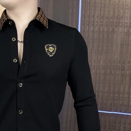 Slim fit herrkofta med lång ärm och krage för vardag_voghion.com