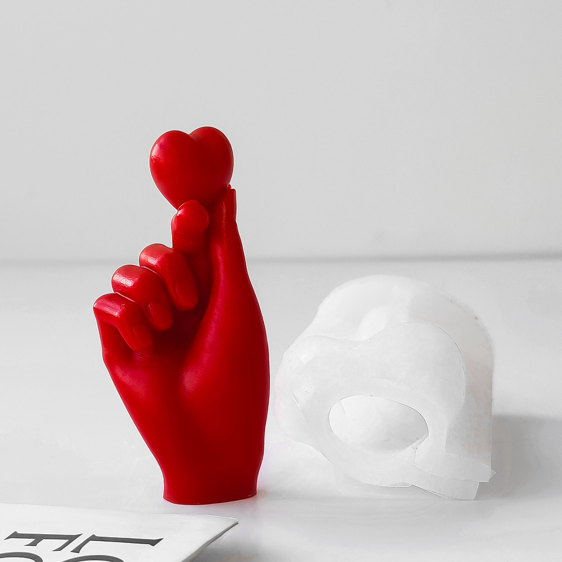 Jiahui Mei día de San Valentín que el corazón de la vela molde adornos de dedo DIY molde de goteo de fragancia hecha a mano