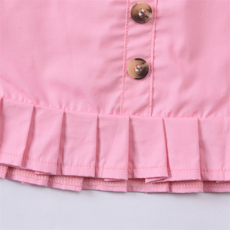 Girls Tie-dye Pit Strip Round Neck Long-sleeved Tops Pink Short Skirts Autumn Children's Clothing display picture 9