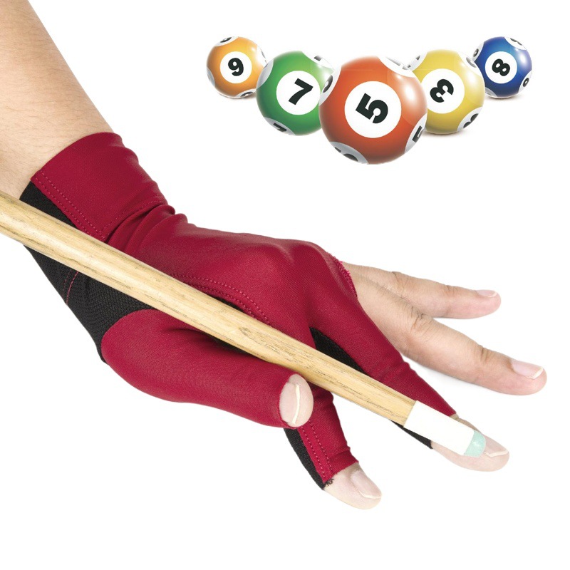 Alta elástica antideslizante resistente al desgaste transpirable fuga de tres dedos dedo guantes de billar sunoke guantes de billar guantes al por mayor