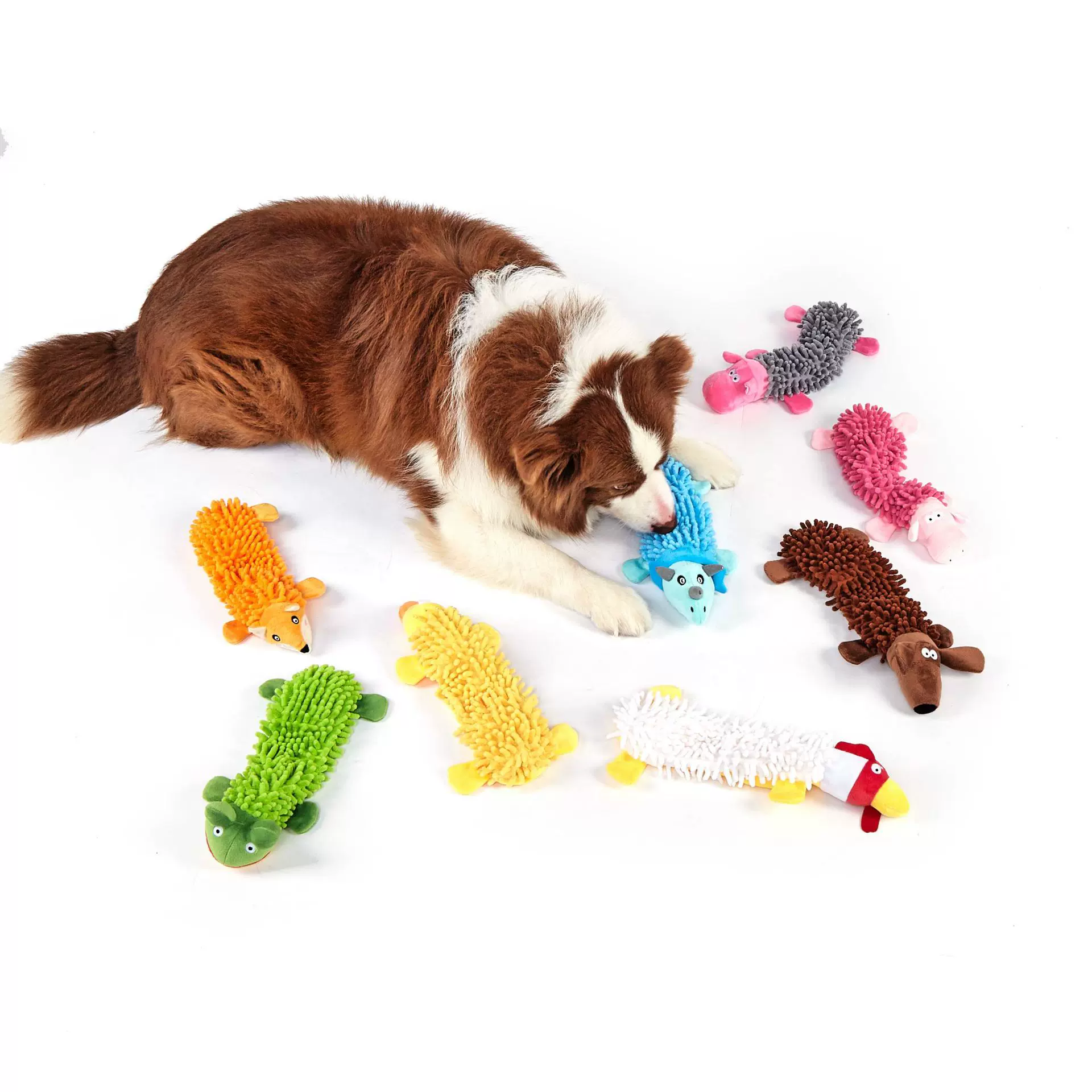 狗狗发声玩具拖把绒鞭炮绒动物青蛙磨牙宠物毛绒狗狗玩具宠物用品