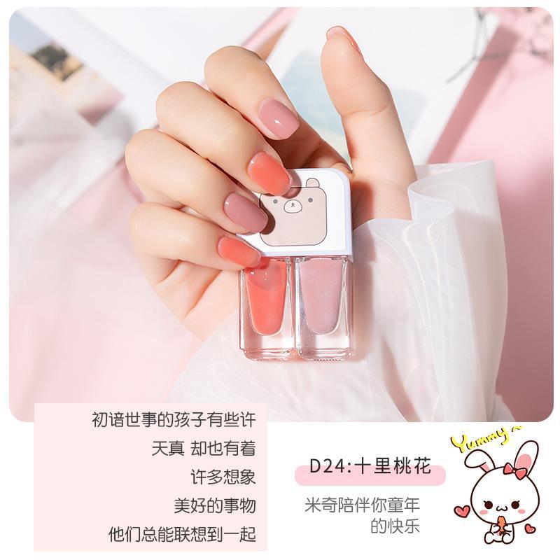 Géminis a base de agua esmalte de uñas hornear-libre de larga duración de secado rápido tearable desnudo transparente inodoro esmalte de uñas al por mayor