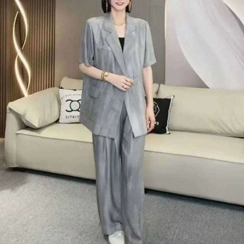 Thin summer classic suit, set, internet celebrity, plus size, Korean style