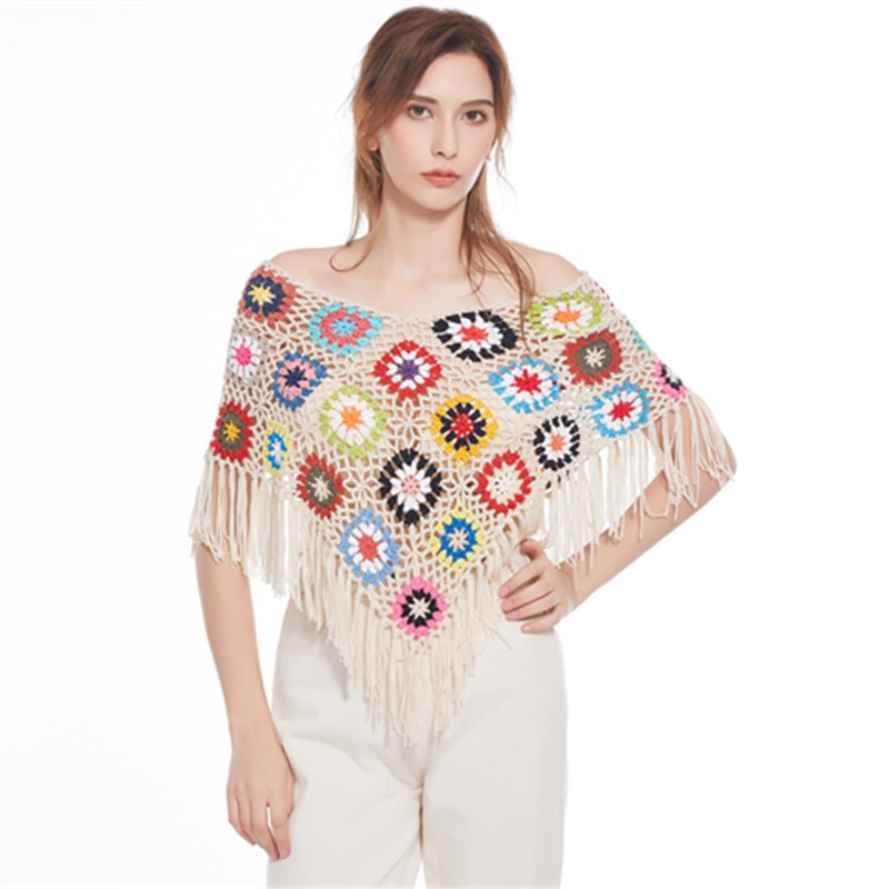New style crochet dress accessories beach sunscreen tassel shawl Cape triangle scarf New style crochet dress accessories beach sunscreen tassel shawl Cape triangle scarf