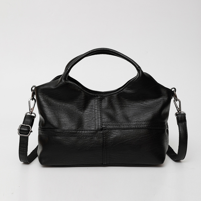 跨境软皮女包2025简约轻便通勤大容量手提包时尚拼接单肩斜挎包