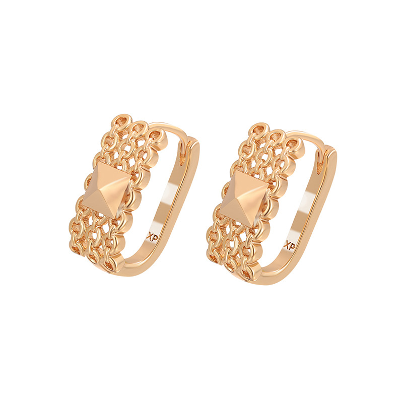 Xuping geometría cuadrada hueco diseño de orejas rusas aleación de cobre chapado 18k nicho personalizado orejas transfronterizas