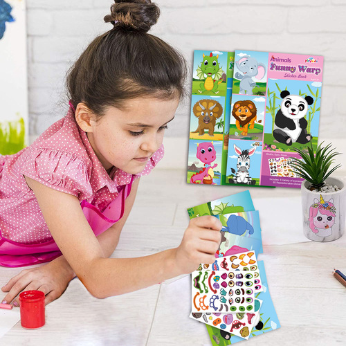 Cross-border fun diy children's stickers focus animal dinosaur elephant panda face changing princess dress up sticker book