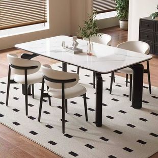 Slate Dining Table and Dining Chair Combination for Small Apartments, High-End Light Luxury Rental House, Home Dining Table, Long Table