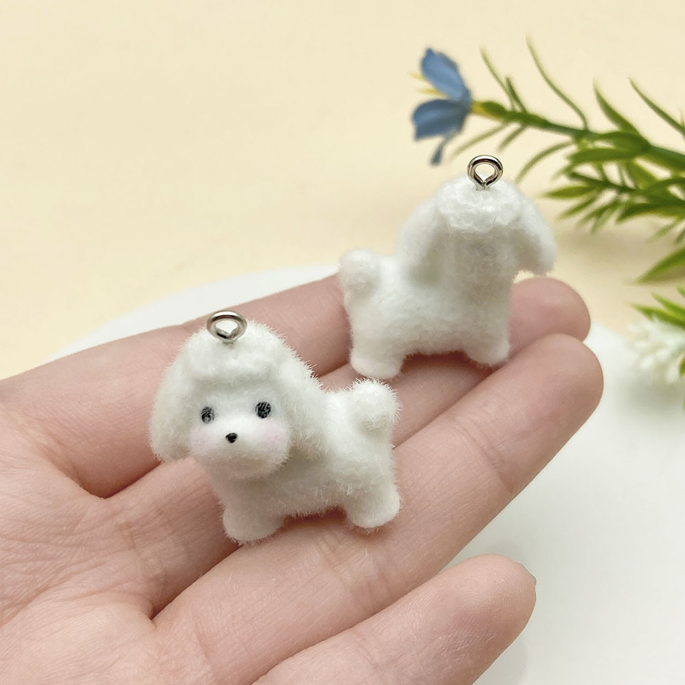 흰색 수지 무리 동물 양 알파카 1마리 29x25mm-23138-4.3g