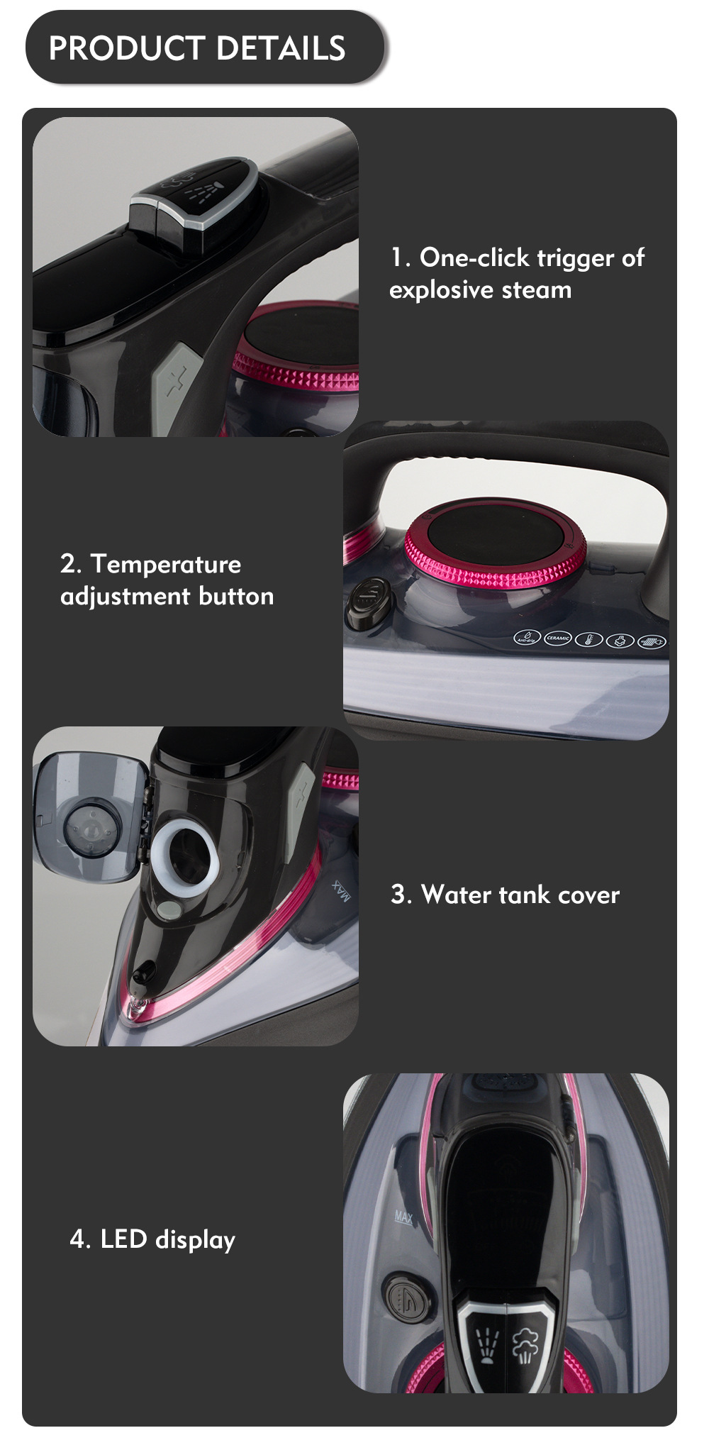 RAF EU Standard Iron Household Handheld Fully Automatic Visual Temperature Steam Ironing Machine_voghion.com