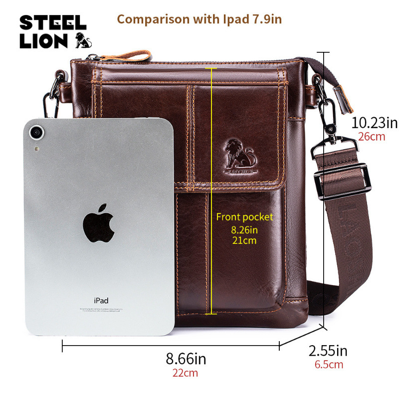 Bolso de mensajero de cuero para hombre transfronterizo bolso de hombro de piel de vaca de primera capa bolso de hombro multifuncional retro de gran capacidad para hombres