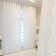 简约现代提花欧式窗纱窗帘客厅卧室阳台跨境亚马逊欧洲镂空半遮光