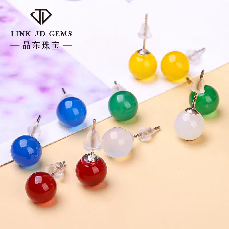 晶东珠宝红玛瑙气质小众耳钉女生小巧百搭秋冬高级感耳饰批发代发