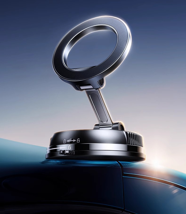 New magnetic phone holder: foldable, rotatable, multi-functional, and ultra-stable. Vacuum-suction car phone holder