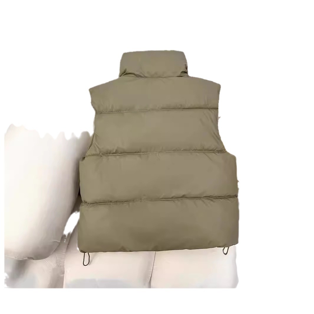 Chaleco de algodón de pluma para mujeres 2024 otoño y invierno nuevo estilo coreano de algodón suelto hombro collar de collar de algodón de color sólido chaleco