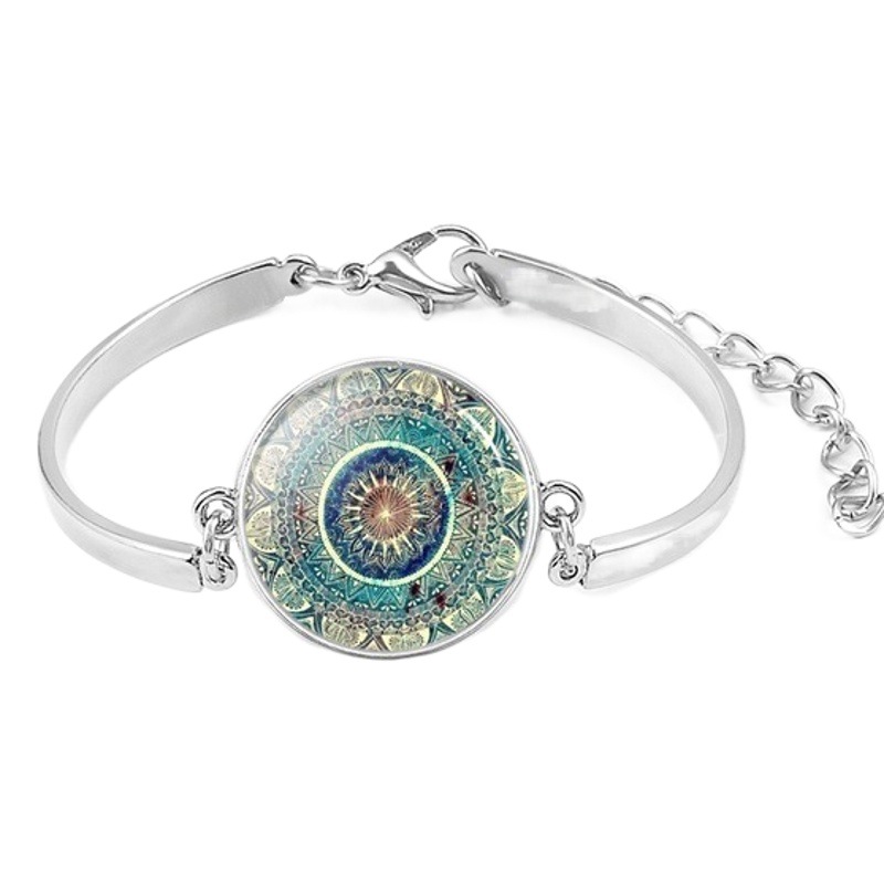 Nuevos accesorios transfronterizos Mandala Time Gem creativo collar de metal pulsera pendientes joyería traje