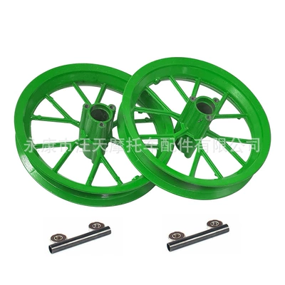 Mini Motorcycle Accessories 47/49Cc Off-Road Hub - a-pair-of-green-front-and-rear-hubs