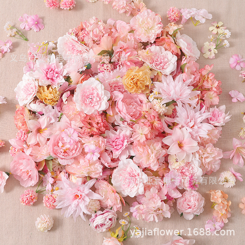 In-Stock Pink Artificial Flowers Fake Flowers Hanfu Hair Accessories DIY Materials Wedding Flowers Realistic Scene Arrangement Silk Flowers