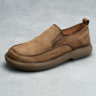 2024 New Men's Shoes, Slip-On Shoes, Toe-Layer Cowhide Genuine Leather Men's Leather Shoes, Comfortable and Breathable Shoes, Nubuck Leather