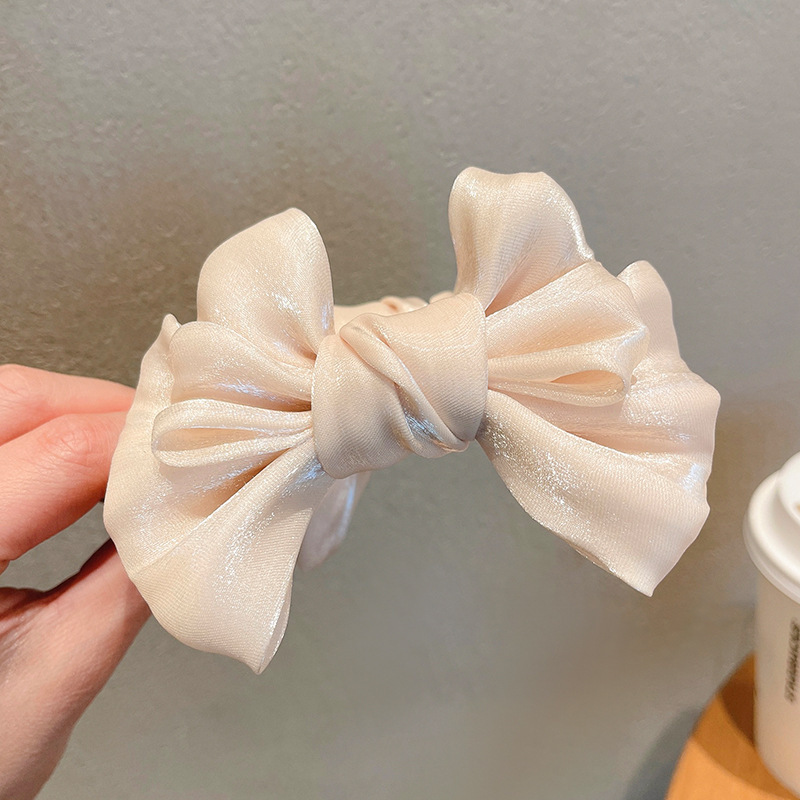 エレガントな大きなリボンサメクリップ女性用ローポニーテールグリッパー後頭部ハーフタイヘアアクセサリーヘアピンヘッドクリップ|undefined