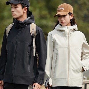 Spring and Autumn Outdoor Single-Layer Soft Shell Jacket Fully Heat-Sealed and Adhesive Warmth Unisex Windproof and Waterproof Hooded Jacket