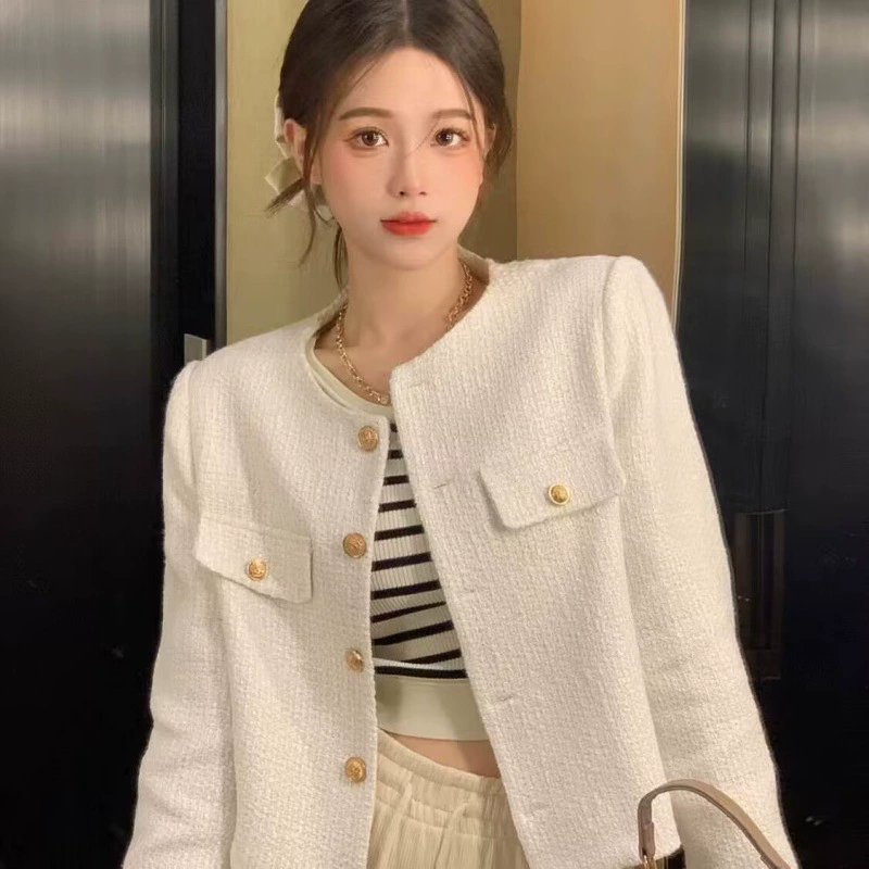 Осенняя куртка, короткий кардиган, прямой заводской продаж, стиль Chanel, коллекция 2023 года, корейский стиль, свободный крой