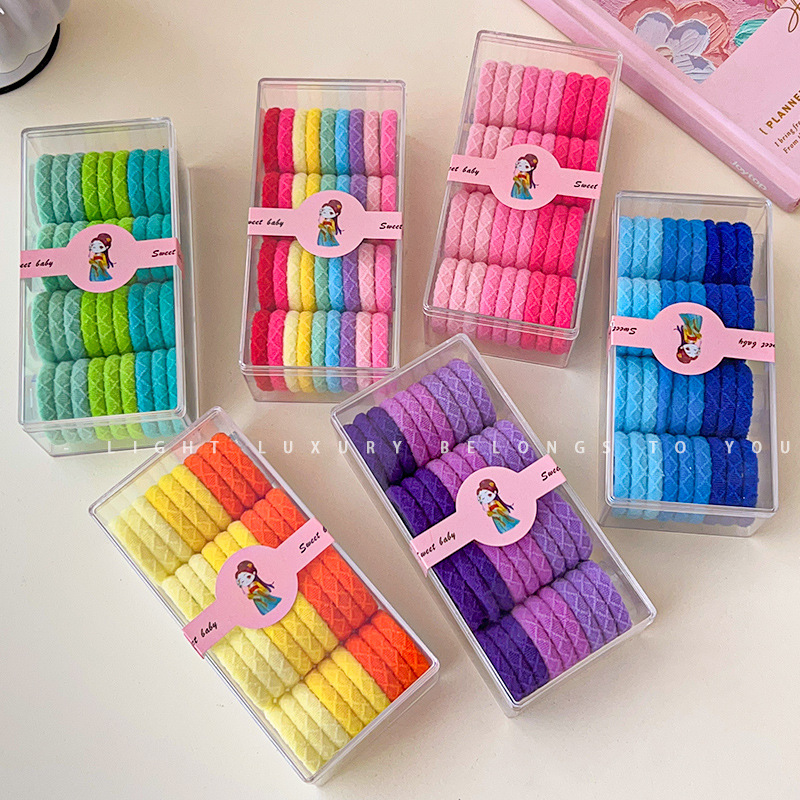 Anillo de pelo de bola de alta elasticidad duradera alta cola de caballo cuerda de cabeza colorida mujer atada de cabello no dañada adornamiento de cabello banda de goma