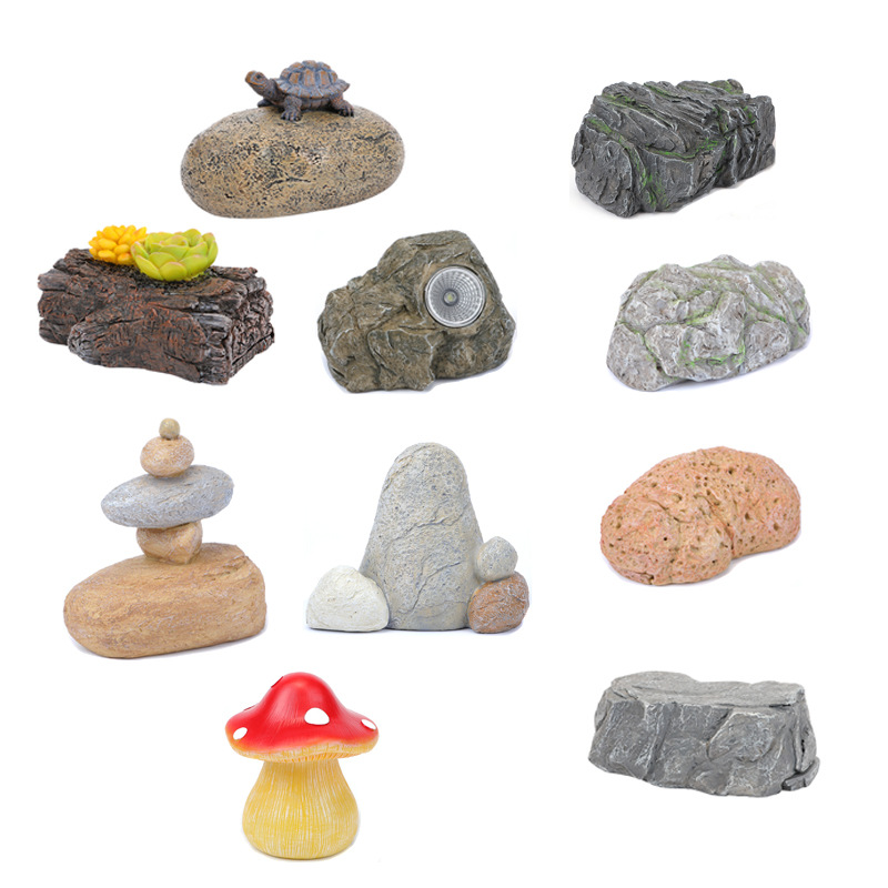 Cruz-frontera de resina clave caja de almacenamiento de la decoración al aire libre simulación piedra clave oculta dispositivo creativo jardín decoración regalo