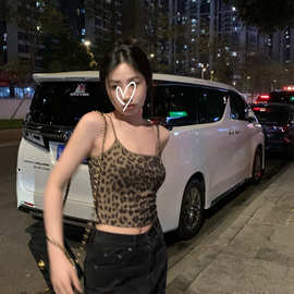 豹纹甜辣妹性感吊带背心女夏季纯欲修身短款内搭外穿抹胸无袖上衣
