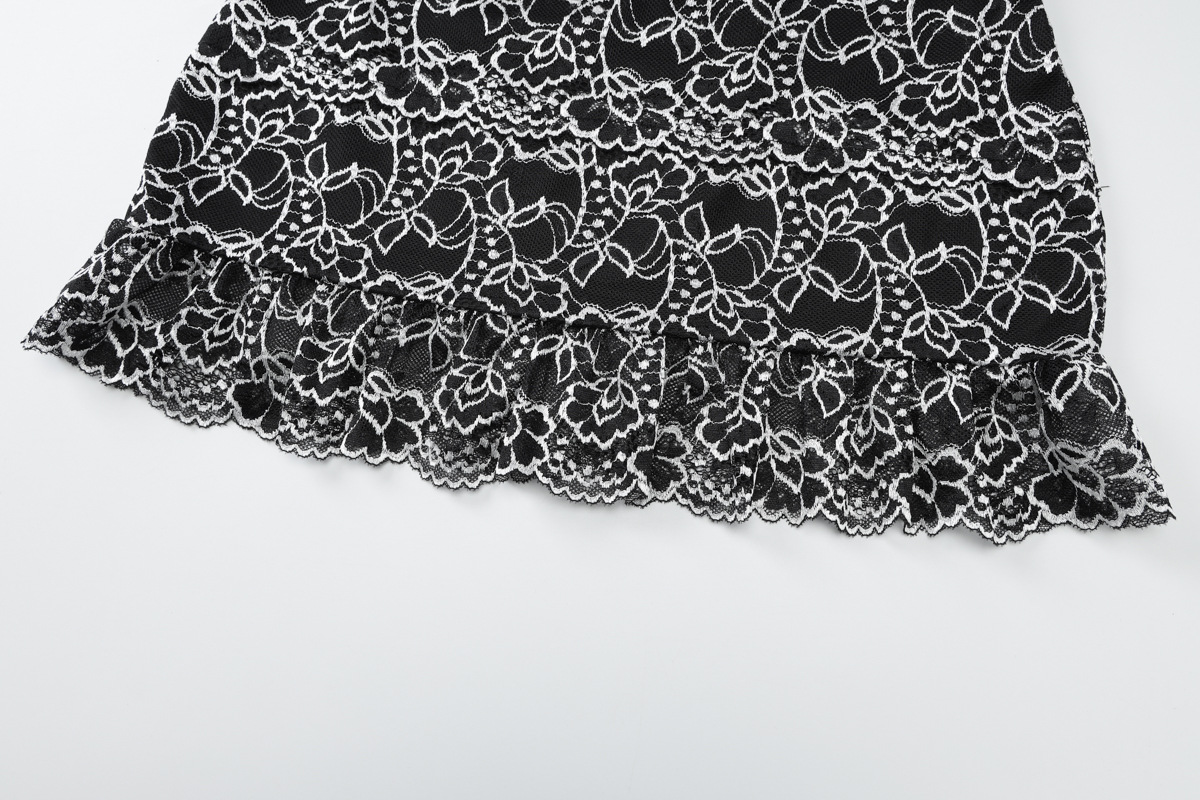 Arrival Sexy Sleeve Chest Wrapped Hollow Out Cutout Top Ultra Short Sheath Slim Fit Skirt Lace Women