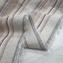 进口色织亚麻条纹布料  有脏天然透气棕色蓝色衬衫连衣裙麻布面料