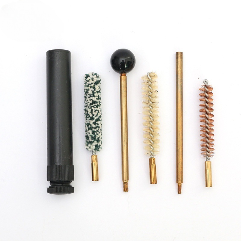 Juego de cepillos de limpieza para pistola, cepillo para cañón de 9 mm, cepillo de cobre, cepillo para escopeta, 6 piezas, especializado para armas de fuego, Bohang