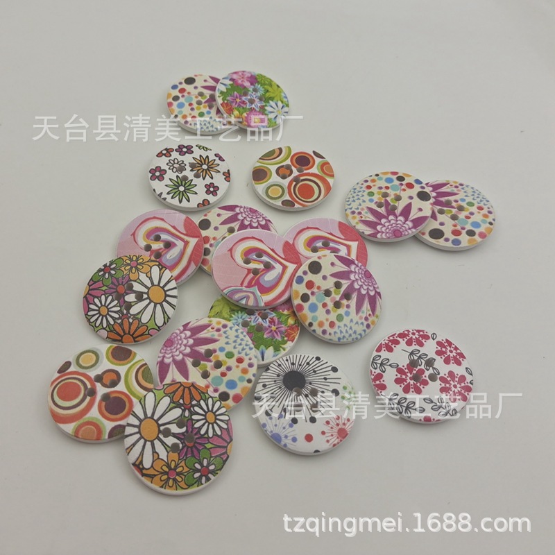 30mm botones de cuatro ojos productos de decoración de bricolaje flores y plantas de fondo blanco botones de la serie 25 un paquete