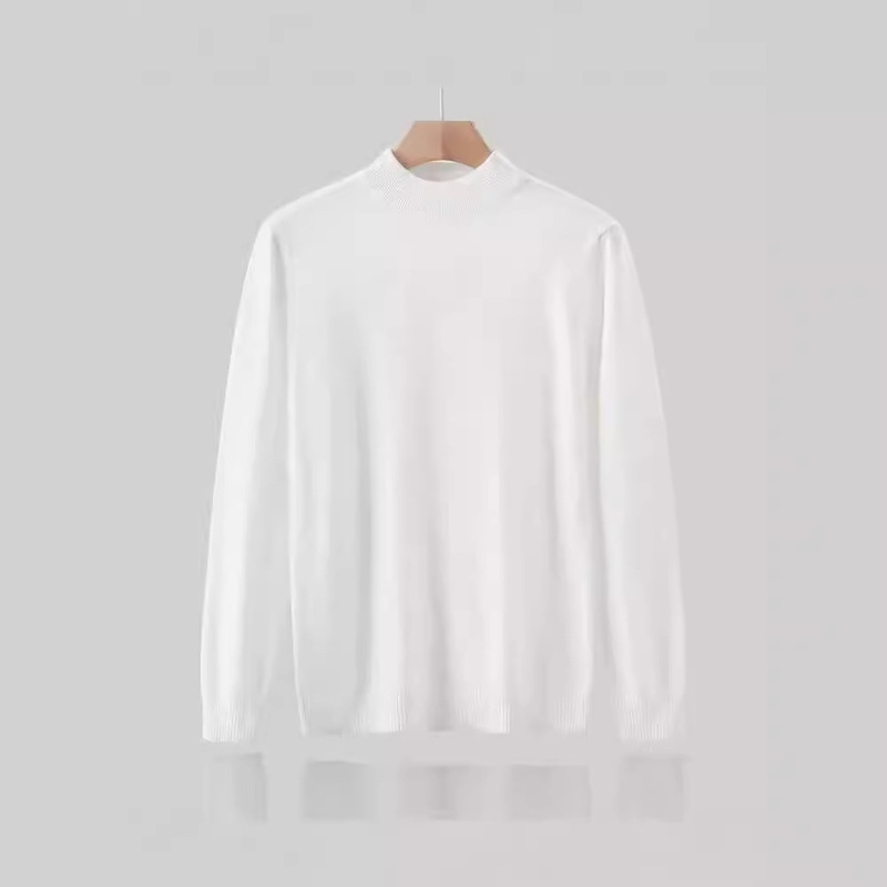 European and American Cross-border Foreign Trade Men's Half-turtleneck Sweater for Autumn and Winter Korean Style Slim-fit Solid Color Pullover Base Knitted Sweater