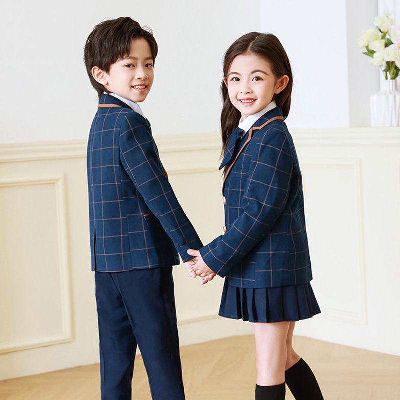 Ropa de clase de estudiante de escuela primaria niños y niñas traje vestido ropa de jardín de infantes niños estilo universitario uniforme escolar anfitrión coro ropa de rendimiento