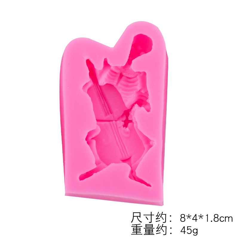 Cráneo personaje de dibujos animados instrumento musical jugando molde de silicona DIY aromaterapia vela molde de yeso Fondant accesorios de chocolate