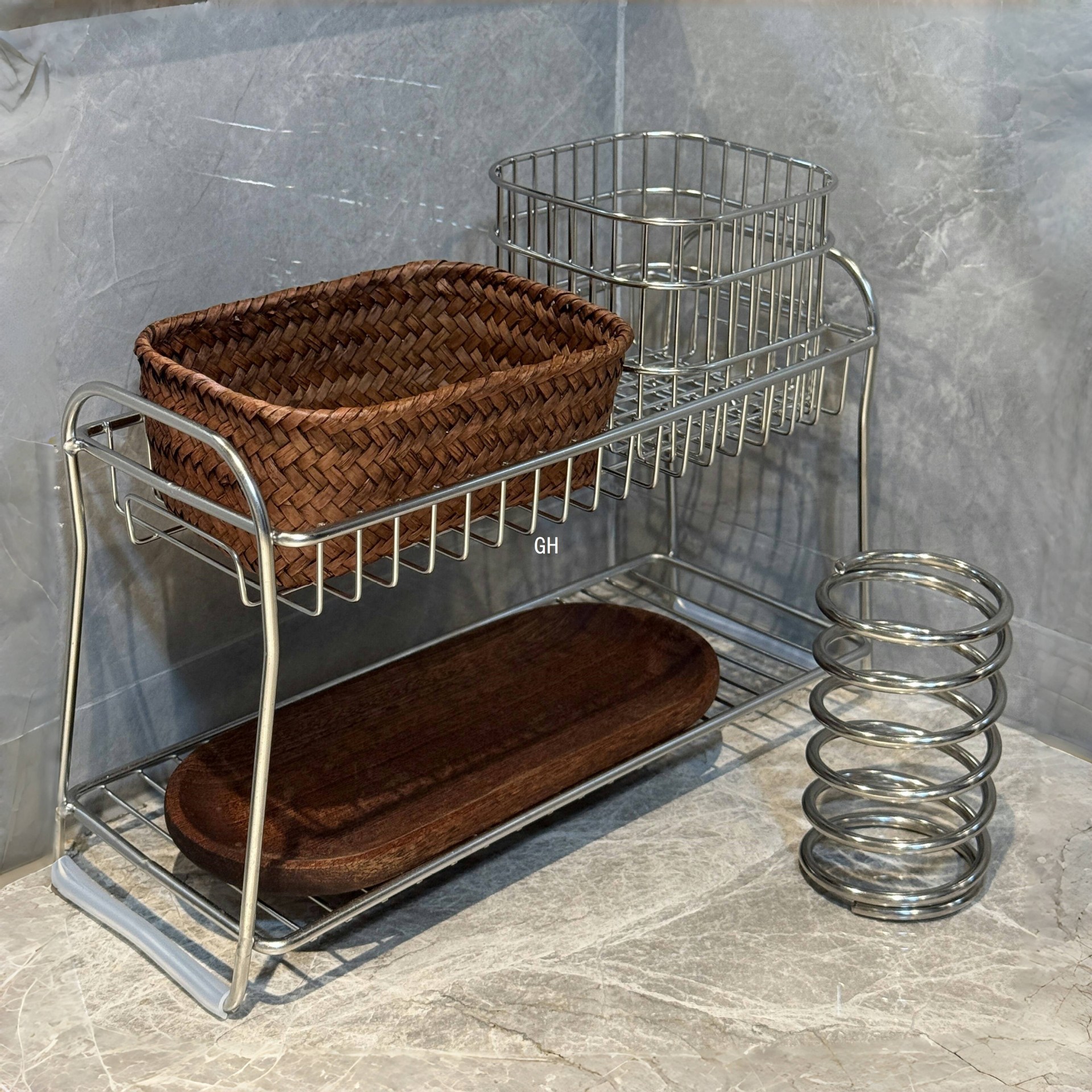 Desktop Storage Box Bathroom Basket Iron Storage Bathroom Stainless Steel Cosmetics Washbasin Storage Rack Toilet
