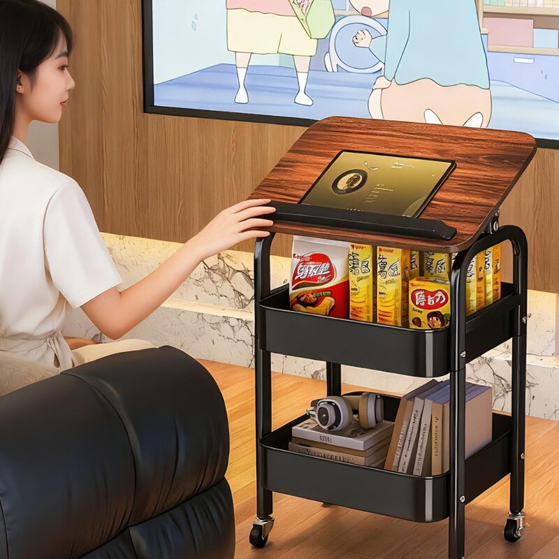 Trolley Storage Rack, Retro Style Floor-To-Ceiling Wheels, Silent Movable Multi-Layer Snack Rack, Sofa Coffee Table, Computer Table
