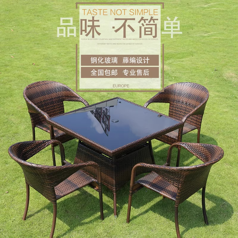 Mesa y silla al aire libre patio de caña tres piezas set terraza al aire libre balcón jardín ocio cabello de caña comedor combinación de mesa y silla
