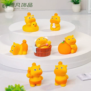 卡通萌粒水豚噜噜实色小公仔 diy饰品配件树脂车载装饰桌面小摆件