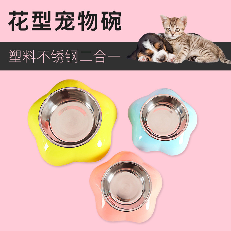 Tazón para mascotas flor para mascotas tazón de doble propósito dos en uno para mascotas tazón de acero inoxidable tazón para perros tazón de plástico para mascotas tazón de comida para perros