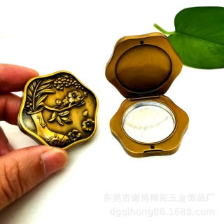 厂家定制金属香膏盒 固体香水香膏外壳 复古翻盖磁吸香膏盒