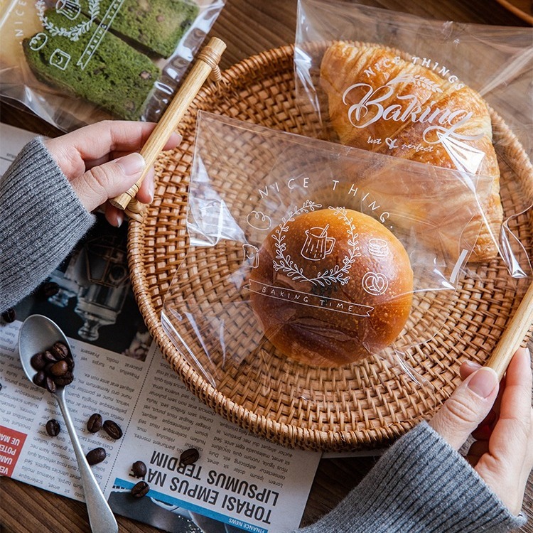 自封透明英文长条小面包包装袋子烘焙切片吐司自粘欧包现烤手撕