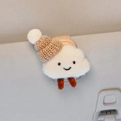 Car-Mounted Cloud-Shaped Glasses Clip Car Glasses Clip/Bill Clip - off-white-glasses-clip-khaki-hat-clouds